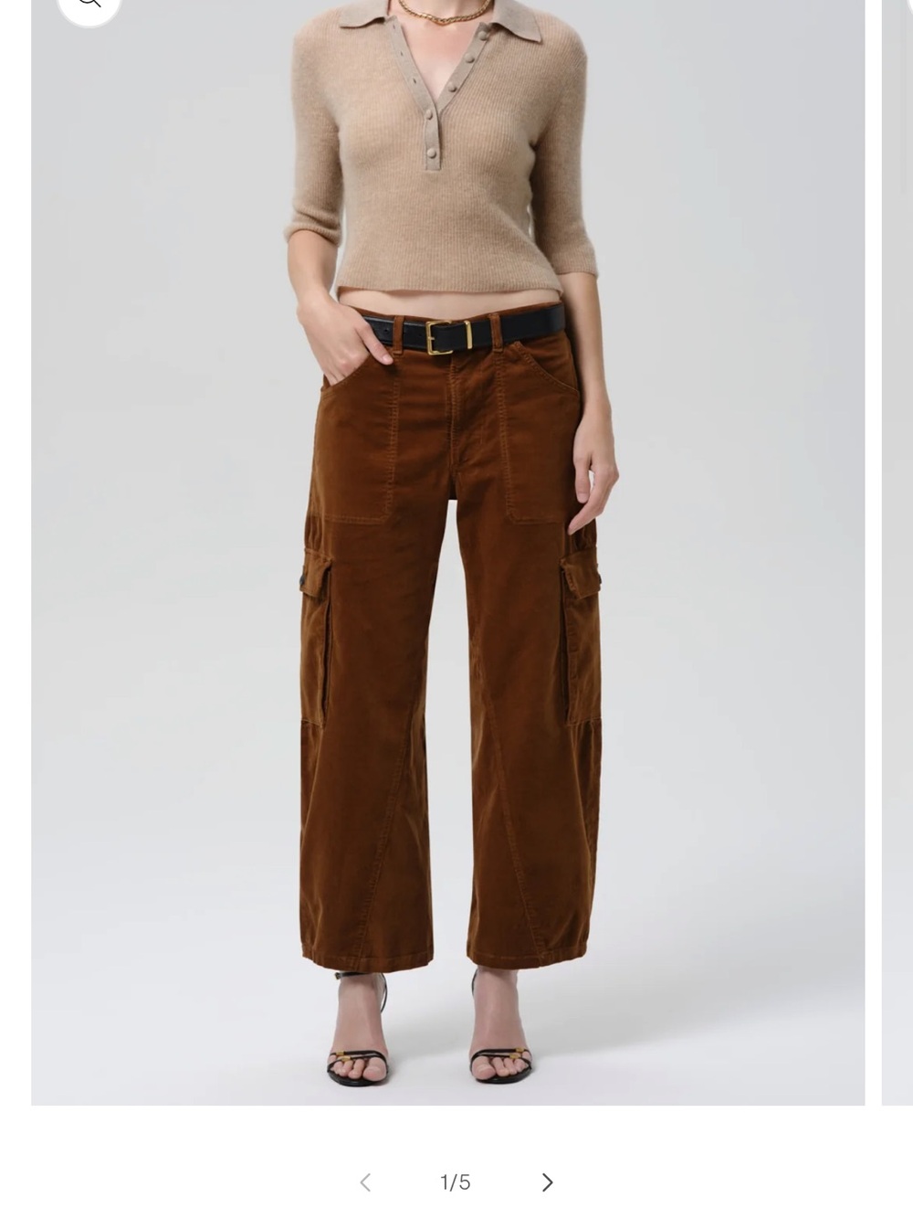 Citizen of Humanity - Thassos Wide-Leg Cargo Pants in Brown Corduroy
